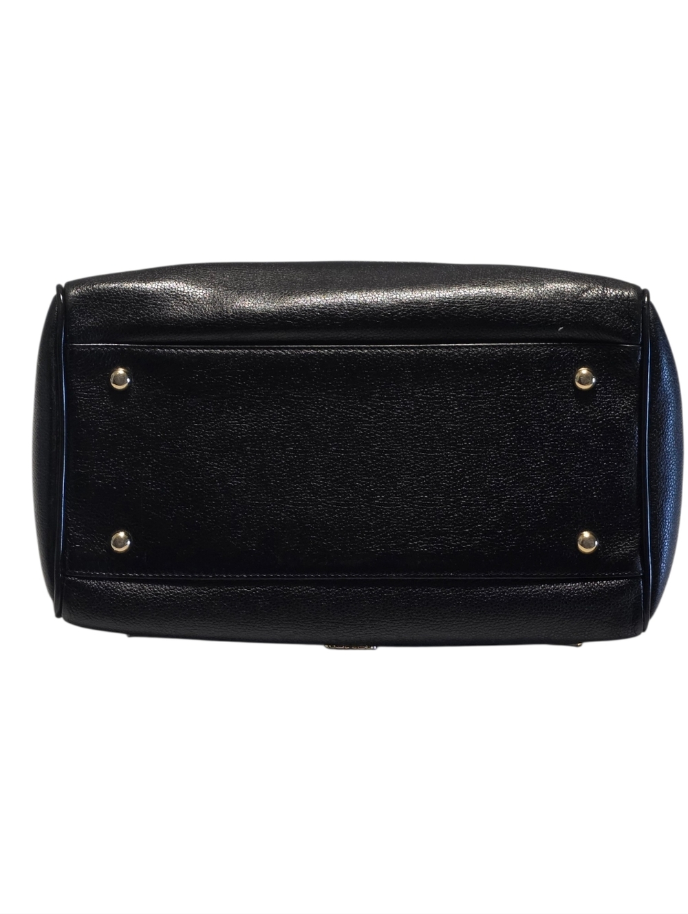MCM Boston Bag With Gold Hardware Classic Black Leather Dome Satchel Handbag - Picture 8 of 15
